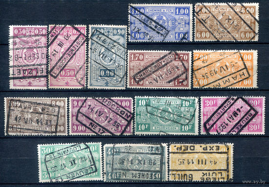 Бельгия - 1927/31г. - железнодорожные марки, гербы, геральдика - 14 марок - полная серия, гашёные [Mi 157-170]. #2-Be-34-B-2