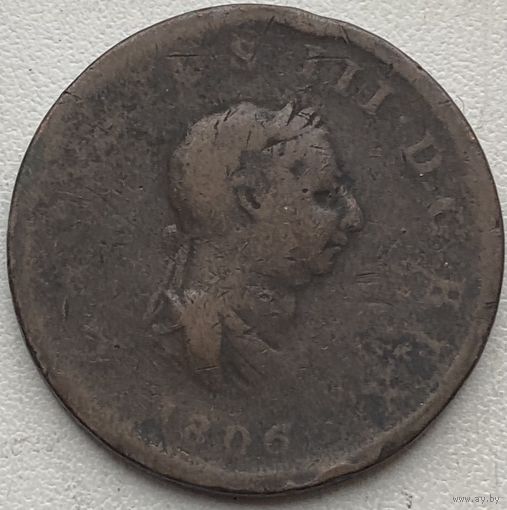 Великобритания 1/2 пенни 1806 г. Георг III