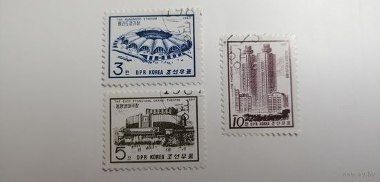 Корея 1987. Здания в Пхеньяне. Полная серия