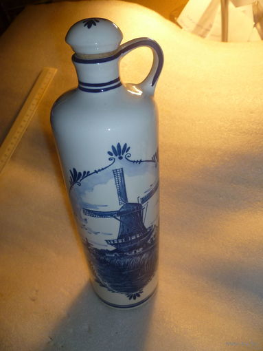 Антикварная Бутылка-кувшин. Фарфор. Gin Bols Porcelain Delft Blue Dutch Holland