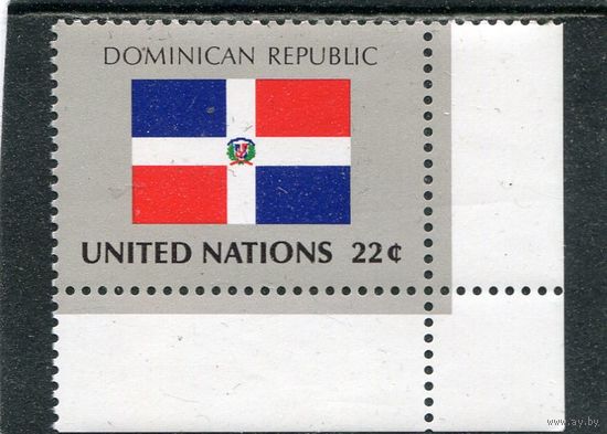 США. ООН Нью-Йорк. Флаг Доминиканской республики