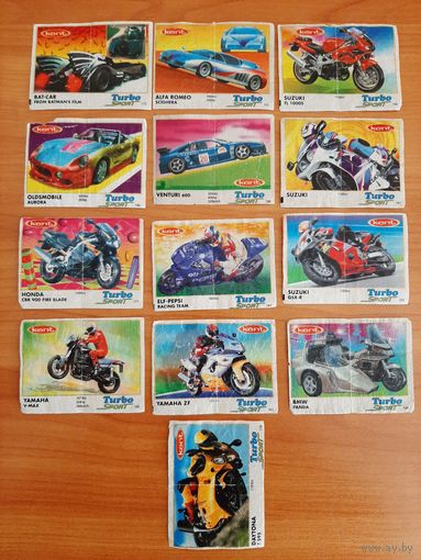Вкладыш Turbo Sport (141-210) Kent Турбо Спорт 13 шт. Лотом в коллекцию.