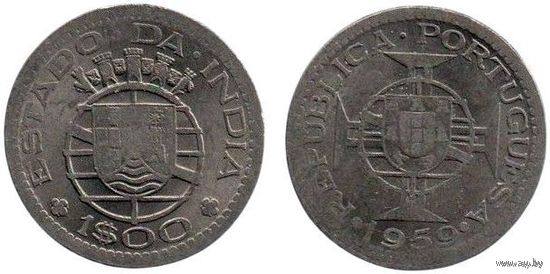 Португальское Государство Индия (Португальская Индия). 1 зскудо 1959. Брак. Непрочекан.