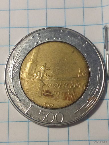 500 лир Италия 1987 год