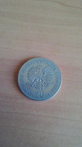 20 злотых 1976, "Марсель Новотко". С отметкой монетного двора.