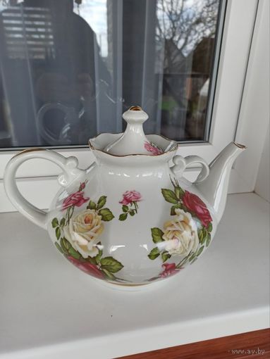 Доливной чайник, винтаж, СССР, розы, позолота