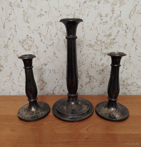 Подсвечники серебро 812 проба (13 лотов) Австро-Венгрия, 1844г, без МЦ!!