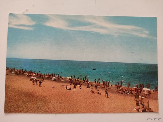 Чистая открытка "Крым.Саки.Морской пляж", фото Р.Якименко, 1974г.