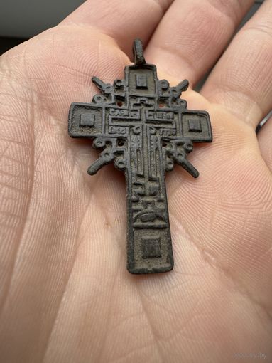 Крестик нательный старинный "Штурвал" СОХРАН