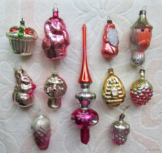 Елочные игрушки на реставрацию. Стекло, СССР