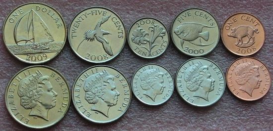 Бермудские острова. Набор 5 монет 1, 5, 10, 25 центов 1 доллар 2000-2009 год