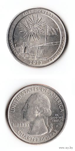 25 центов США 2013 Форт Мак-Генри (Мэриленд)  P