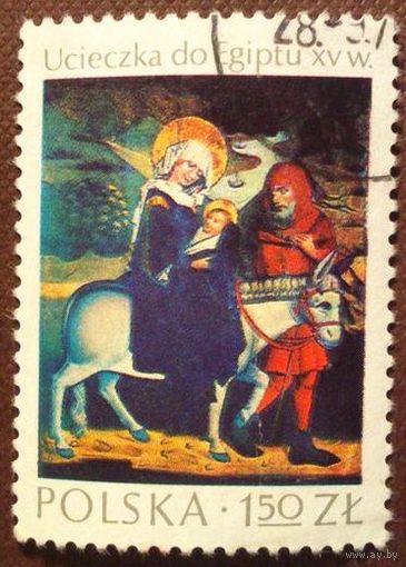Польша 1974. Шедевры польского искусства .Бегство в Египет, 1465 г. Марка из серии