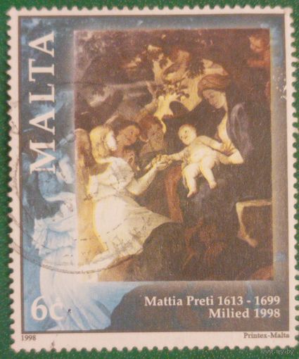 Мальта 1998. Картина Маттиа Прети под названием Отдых на пути в Египет