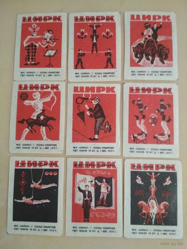 Спичечные этикетки ф.Байкал. Цирк. 1972 год