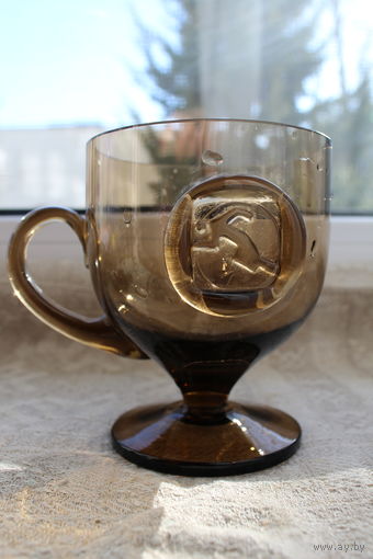 Шикарный редкий бокал Олимпиада-80 Фехтование-Конькобежный спорт редкая техника исполнения двухслойного стекла