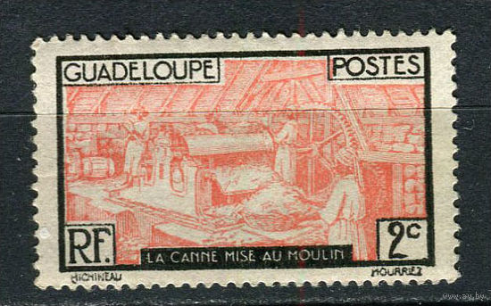 Французские колонии - Гваделупа - 1928/1938 - Сахарный тростник в мельнице 2С - [Mi.97] - 1 марка. Чистая без клея.  (Лот 80GP)-T41P29