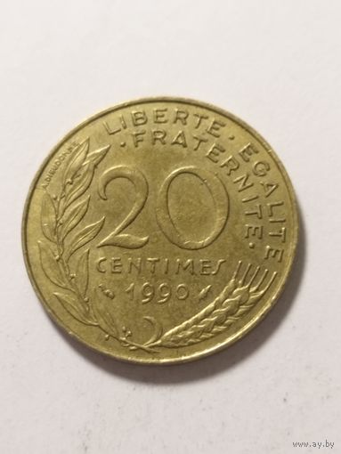 Франция 20 сантим 1990