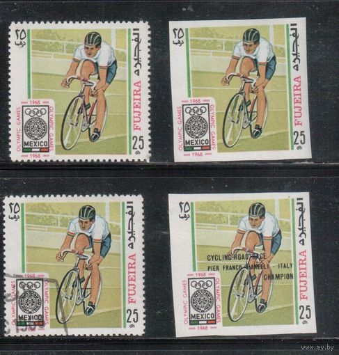 Фуджейра-1968(Мих.267,293) , ** , Спорт, Велоспорт ,  ОИ, зуб.+гаш.+бзц+Надп.