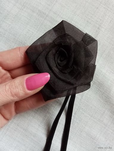 Брошь ручной работы Чёрная роза
