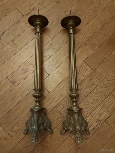 Подсвечники парные. Бронза. Старинные. 75см