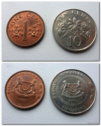 1 сентов 1995 года и 10 сентов 1993 года сентов Сингапура (цена за все, из коллекции)
