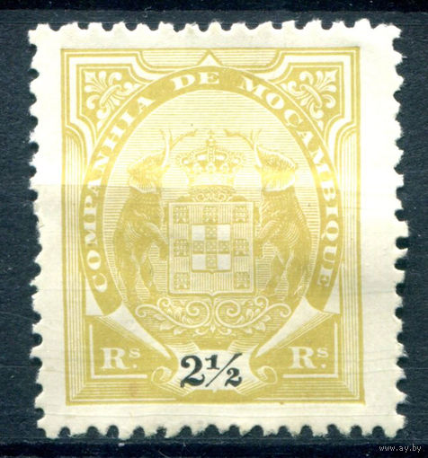 Португальские колонии - Мозамбик - 1895г. - Герб, слоны, 2 1/2 - 1 марка - чистая, без клея [Mi 11]. #1-Po-3-A-1