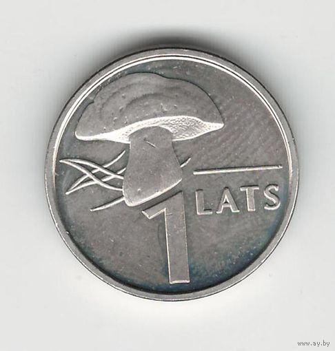 Латвия 1 лат 2004 года. Гриб. Состояние UNC!