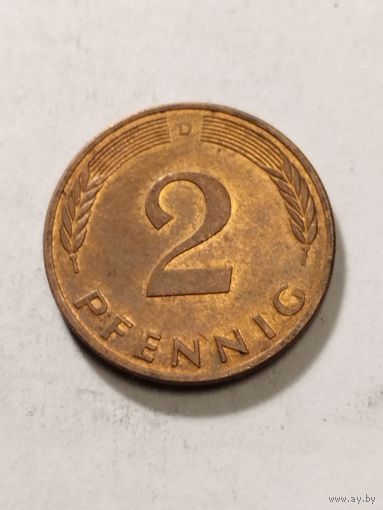 Германия 2 пфенинга 1988 D
