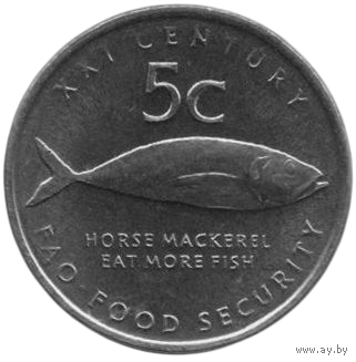 РЕСПУБЛИКА НАМИБИЯ 5 ЦЕНТОВ 2000. ФАУНА. РЫБА Конская макрель. ФАО