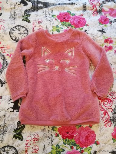 Свитшот. Кофта плюшевая с котом, 5-6 лет