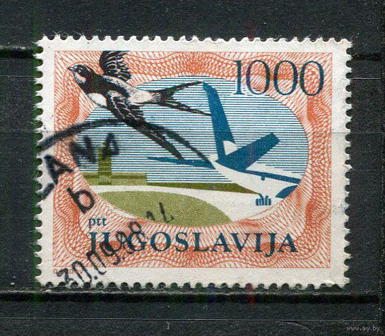 Югославия - 1985 - Птицы 1000Din. Авиамарка - [Mi.2099C] - 1 марка. Гашеная.  (Лот 68HM)-T2P13