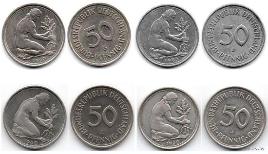 ФЕДЕРАТИВНАЯ РЕСПУБЛИКА ГЕРМАНИЯ 50 ПФЕННИГОВ. ПОГОДОВКА. Цена за одну монету.