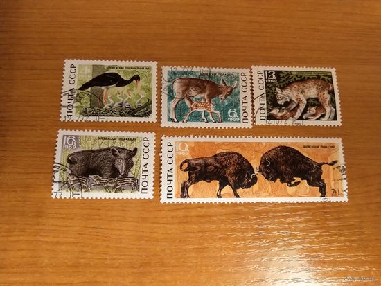 1969 СССР Загорский 3717-3721 фауна гашеная полная серия клей MNH** одна с лёгкой наклейкой (с-6)