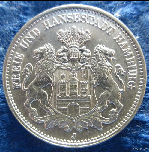 Германская империя, Гамбург, 2 марки, 1914 J, AU