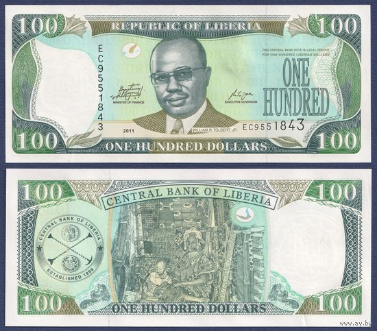 Либерия, 100 долларов 2011 г., P-30g, UNC-