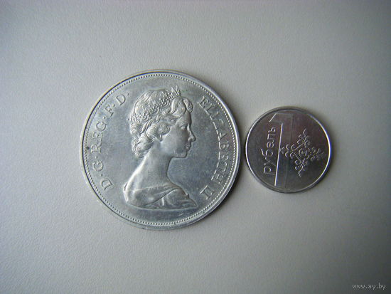 1 крона 25 пенсов 1972г. 25 лет с. жизни Елизаветы и Филиппа.