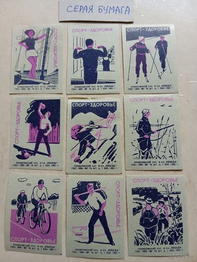 Спичечные этикетки ф.Победа. Спорт-здоровье. 1965 год