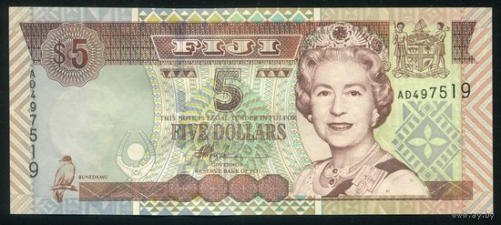 Фиджи 5 долларов 2002 г. P105b. Серия AD. UNC