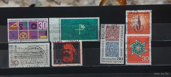 РАСПРОДАЖА ГЕРМАНИЯ 1968г. Полные серии. Гаш.