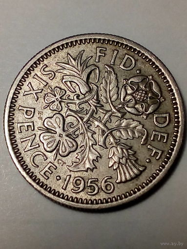 6 пенсов Великобритания 1956 год