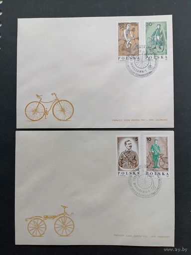 Польша 1986 Три КПД с полной серией марок "100 лет Варшавскому велосипедному клубу" (спецгашение) Mi.3069-3074 каталог 4.00 евро