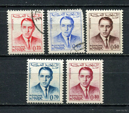 Марокко - 1962/1965 - Король Хасан II - (одна марка с тонким местом) - 5 марок. Гашеные и MNH.  (Лот 14DA)