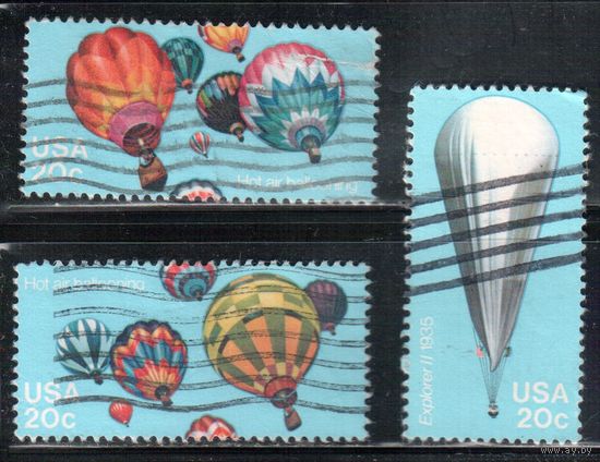 США-1983, (Мих.1618-1620) , гаш. , Воздушные шары, 3 марки(1)