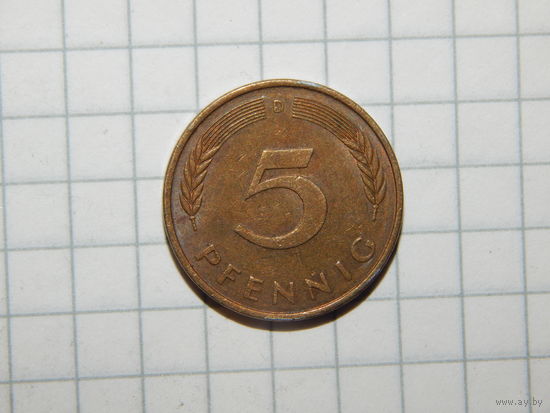 Германия 5 пфеннигов 1979D единственная на ау