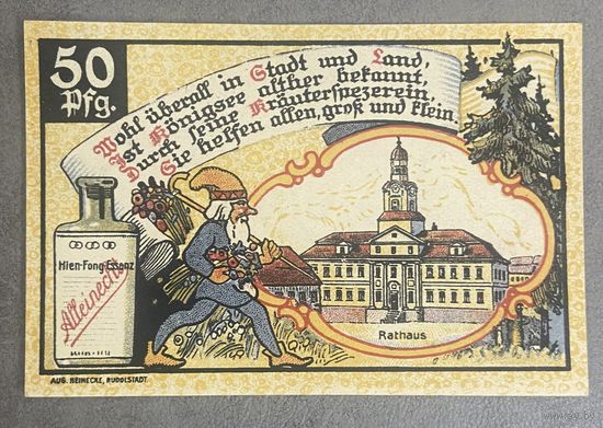 Нотгельд 50 пфеннигов 1921 год. Кёнигзее. Веймарская республика