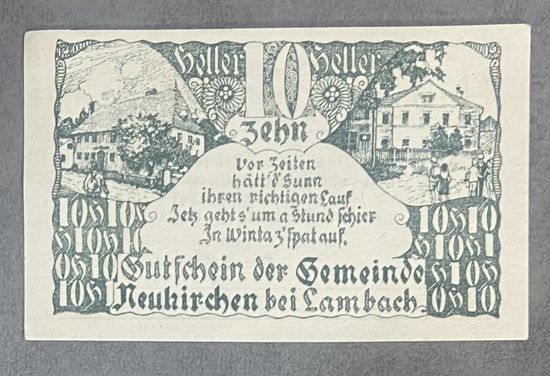 Нотгельд Австрия, Нойкирхен-бай-Ламбах 10 геллеров 1920 год