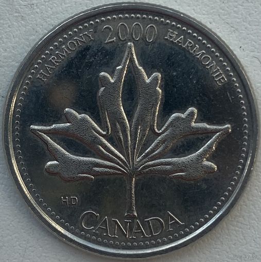 Канада 25 центов 2000 г. Гармония. Миллениум
