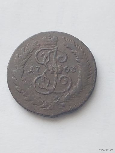 2 копейки 1763 с.п.м. перечекан - гурт сетка - неплохая - С РУБЛЯ!