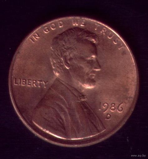 1 цент 1986 год D США